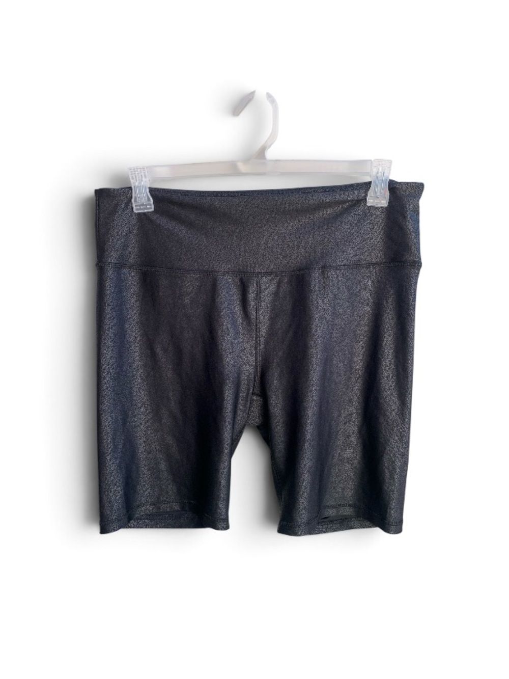 Women’s High-Waist Black Metallic Bike Shorts